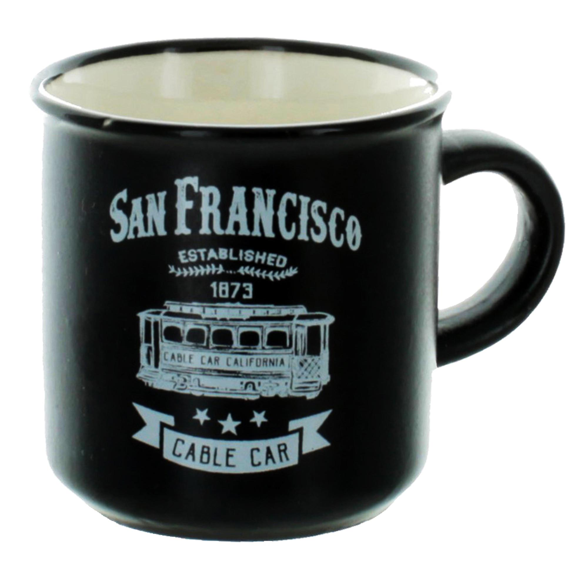 Black San Francisco Coffee Mug with Pencil Design : Cable Car Store