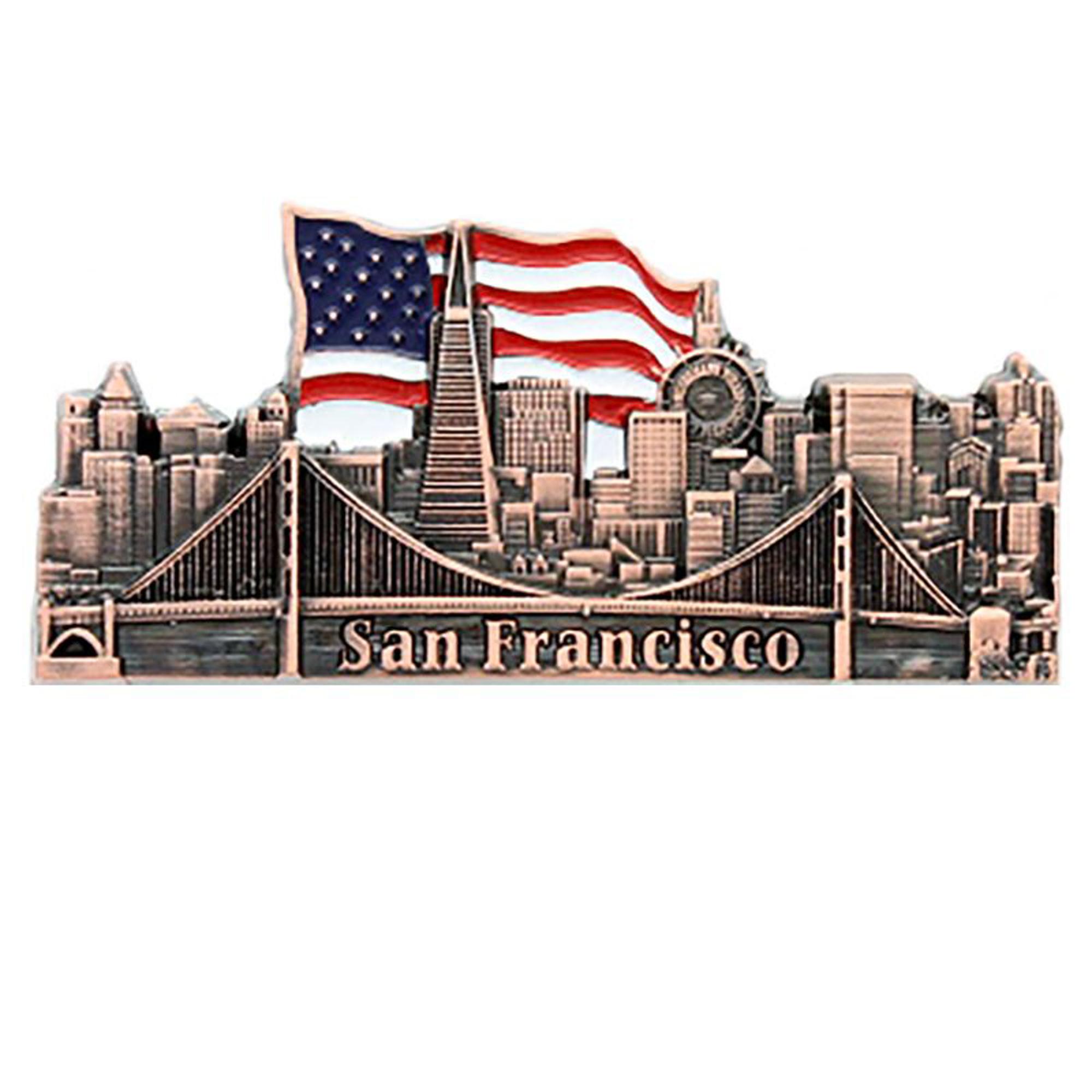San Francisco Poly Magnet Golden Gate Bridge Skyline Souvenir USA 